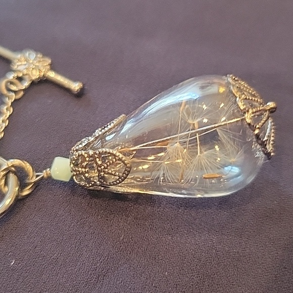Make a Wish dandelion in blown glass necklace! 28" T- chain - Picture 2 of 13